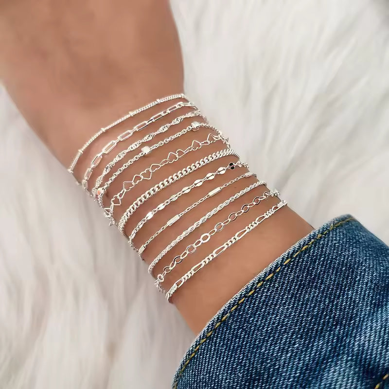 Juego de 11 pulseras 14k